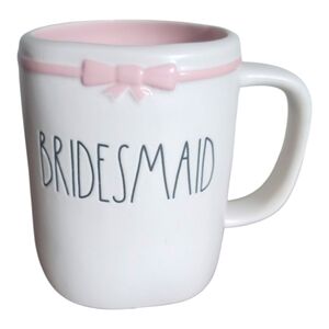 Rae Dunn Pink White Bridesmaid Artisan Ceramic Coffee Tea Soup Mug Cup